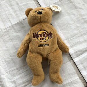 Hard Rock Cafe‎ Denver Isaac Teddy Bear Plush Toy Adorable Stuffed Animal Tan 7"